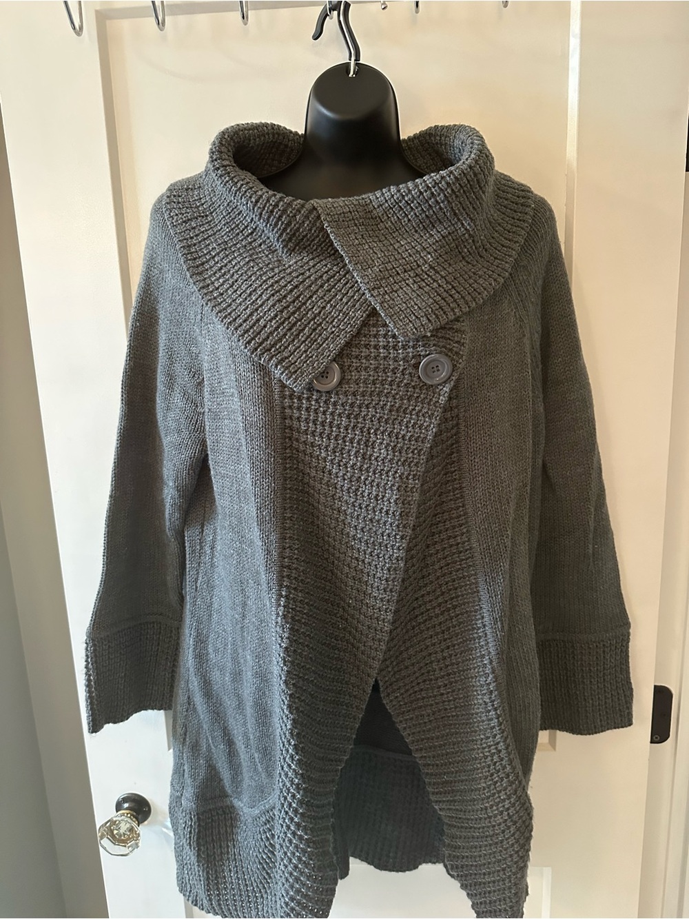united states sweaters Large Gray Knit Shawl Collar Cardigan